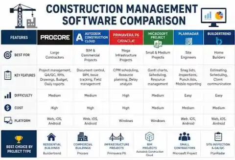 Civil engineering project management software dashboard showing Gantt chart scheduling, BIM coordination, and field management tools