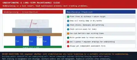 Underpinning cross-section and maintenance checklist