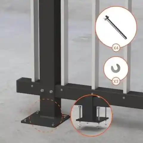 concrete anchors holding railing to porch slab