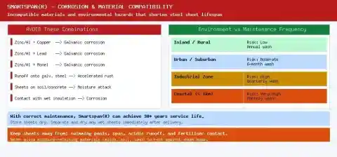 Smartspan corrosion compatibility chart and environment maintenance frequency guide